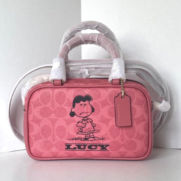 Coach x Peanuts Lucy Satchel Crossbody Bag Pink Canvas Halloween - Picture 12 of 12